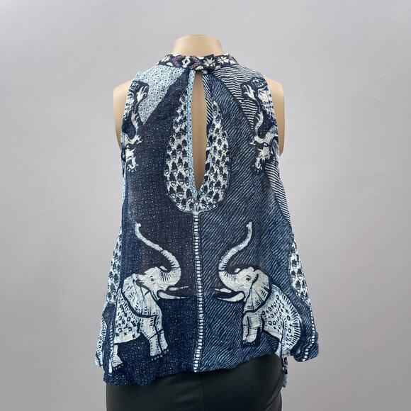 Free People Double Dutch Elephant Side Tie Crop Tank Blue Women's Size Small - Picture 6 of 15